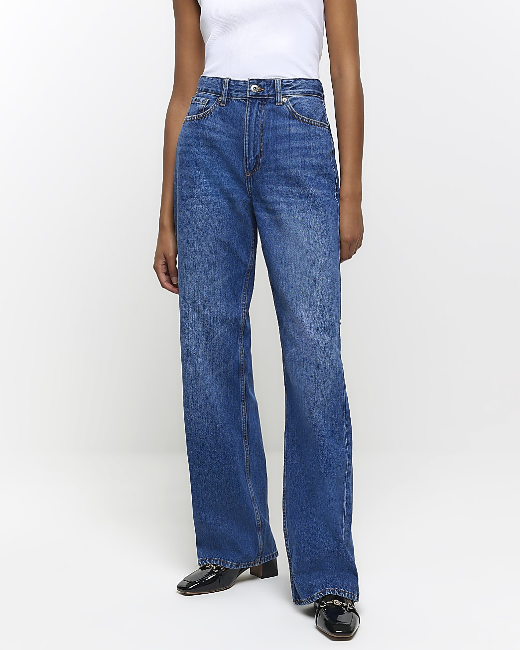 Blue high waist straight jeans | River Island (UK & IE)