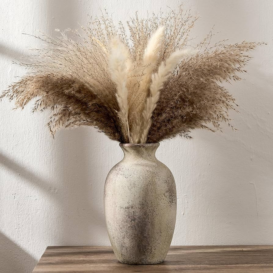 Ceramic Vintage Flower Vase Home Decor, 8.38" Rustic Terracotta, Antique Vase for Table, Living R... | Amazon (US)
