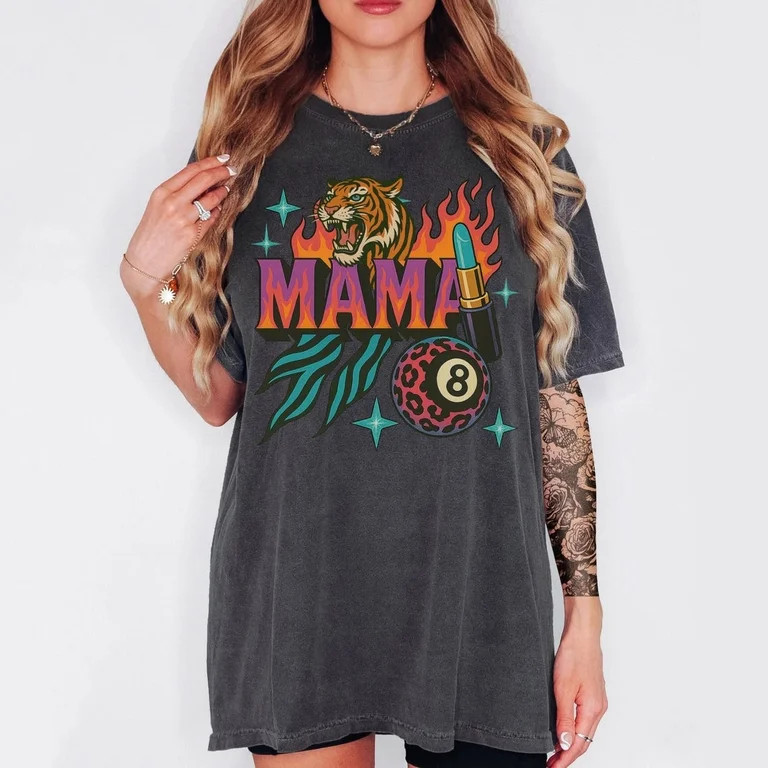 Sam Soft Mama Tiger Tee: Trendy Mom Graphic T-Shirt All Size S-5XL | Walmart (US)