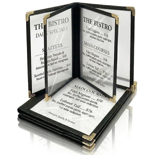 ZHENYI 2 Pack Menu Covers 8.5 x 11 Inch, 4 Page 8 View Clear PVC Restaurant Folders, Durable Drin... | Amazon (US)