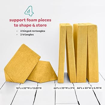 Yourigami Kids and Toddler Play Couch, Convertible Folding Sofa, Durable Foam Modular Design, Sun... | Amazon (US)