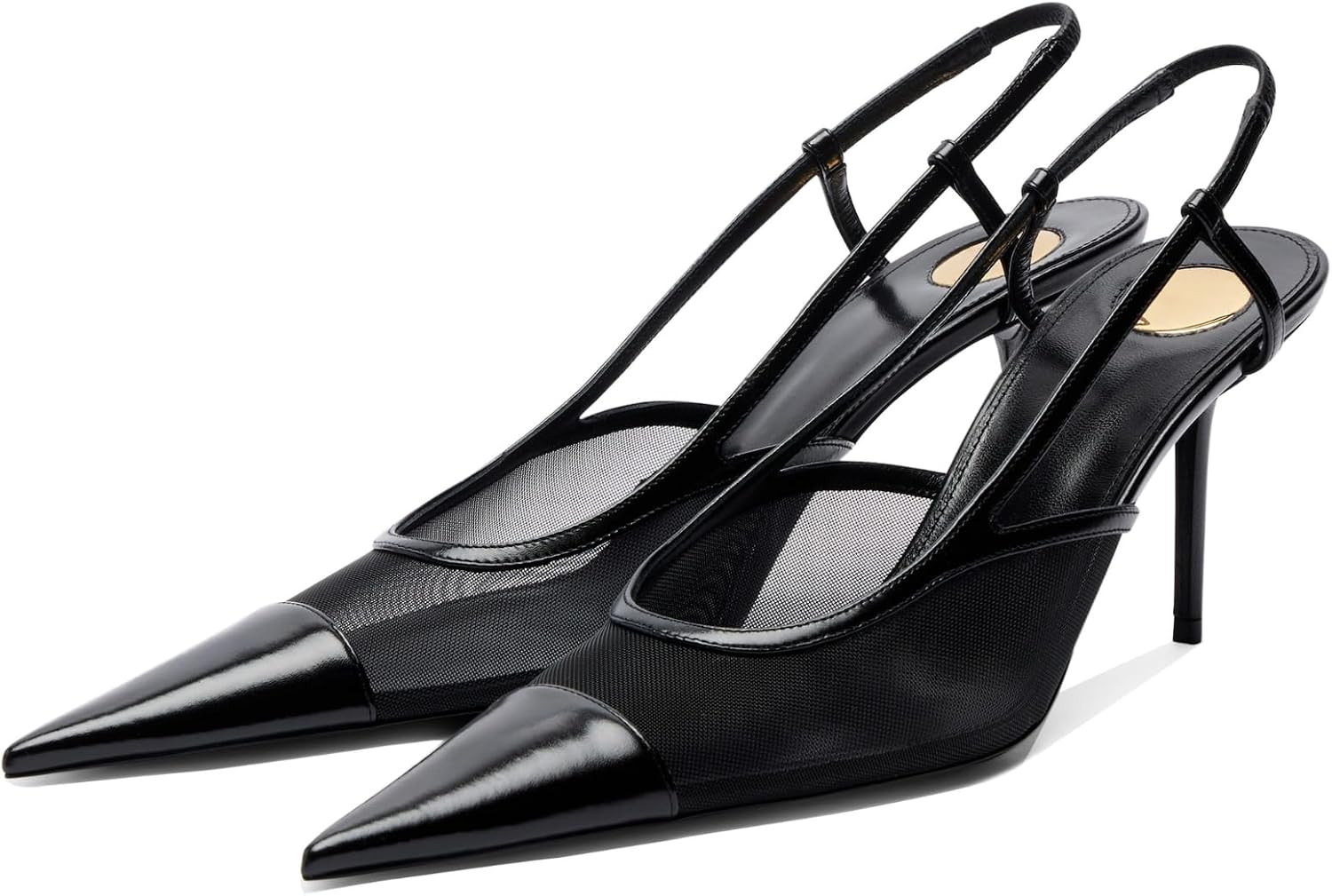 Goolita Pointed Closed Toe Slingback Heels for Women, Sexy Stiletto Heels Slip On Mesh Pump Backless Party Dress Shoes | Amazon (US)