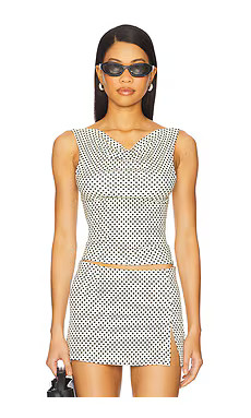 Miaou Lani Top en Butter Navy Polka Dot from Revolve.com | Revolve Clothing (Global)