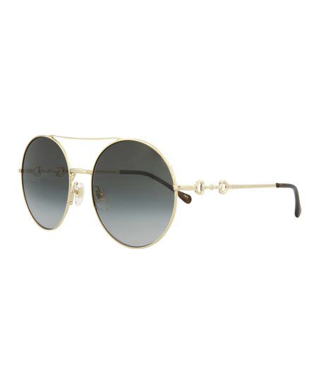 Gucci Gold & Gray Round Aviator Sunglasses | Zulily