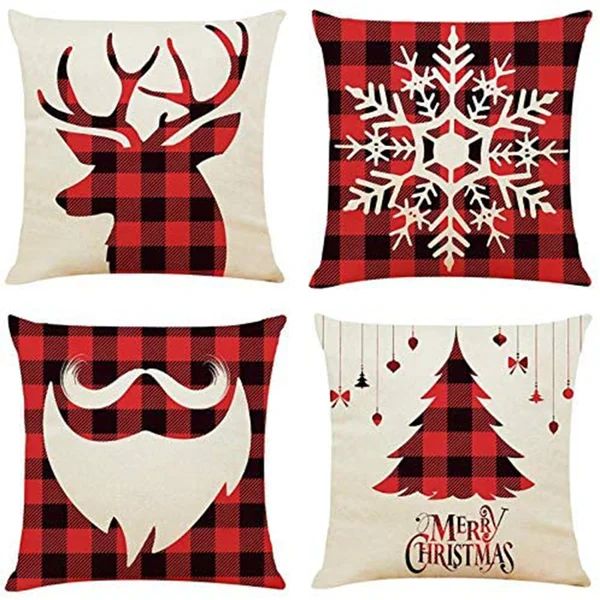 Bibana 4pcs 18"x18" Christmas Pillow Covers Home Decorative Pillow Cases Cotton Linen Pillow Squa... | Wayfair North America