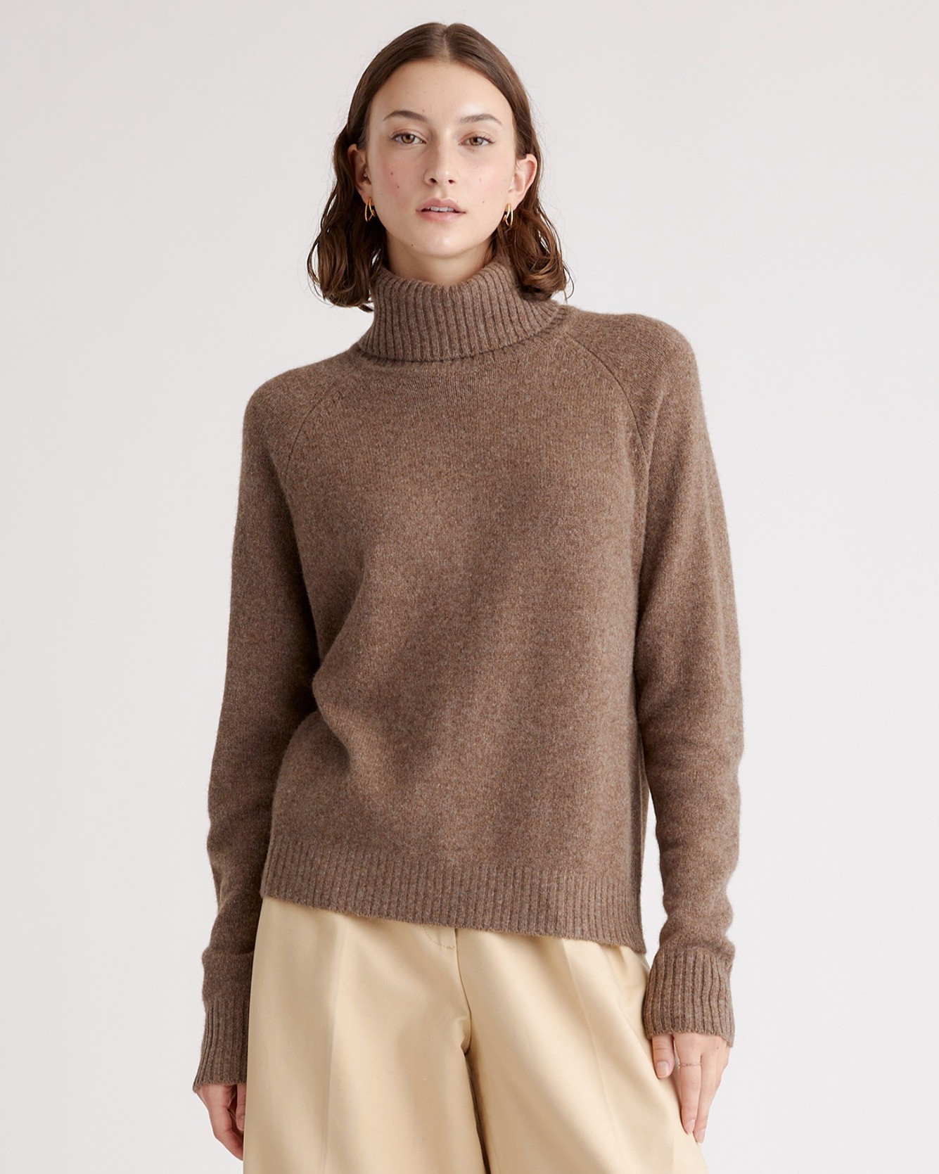Quince | Women's 100% Yak Wool Turtleneck Sweater in Heather Brown, Size Small | Quince