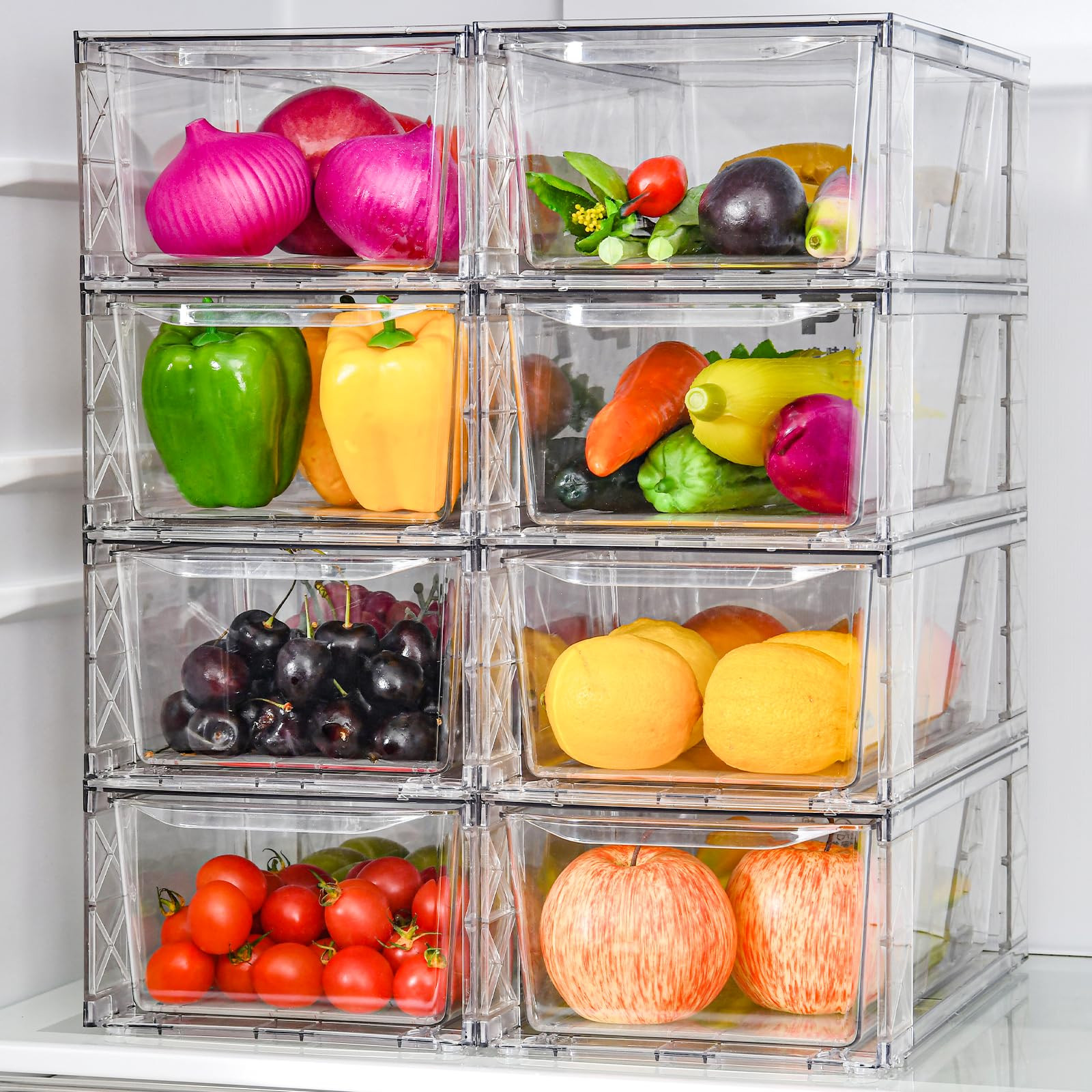 8Pack Clear Stackable Kitchen Storage Organizer,Pantry Organizers and Storage,Foods Organizer Bin... | Amazon (US)