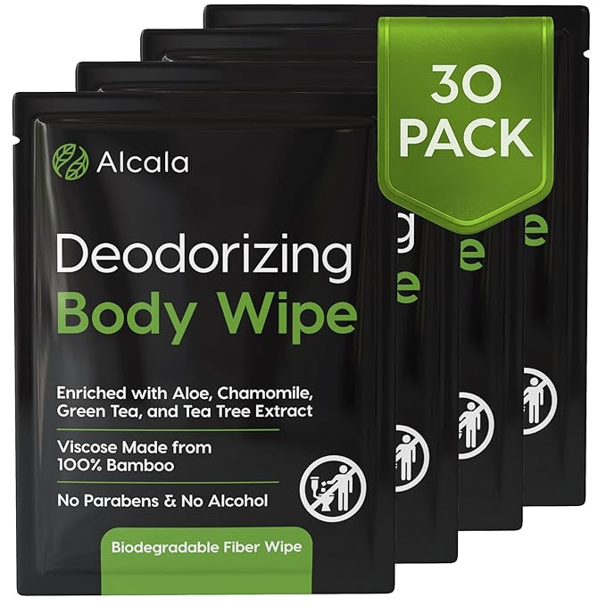 Alcala Deodorizing Body Wipes Individual Shower Wipes - (30 Pack) | Amazon (US)