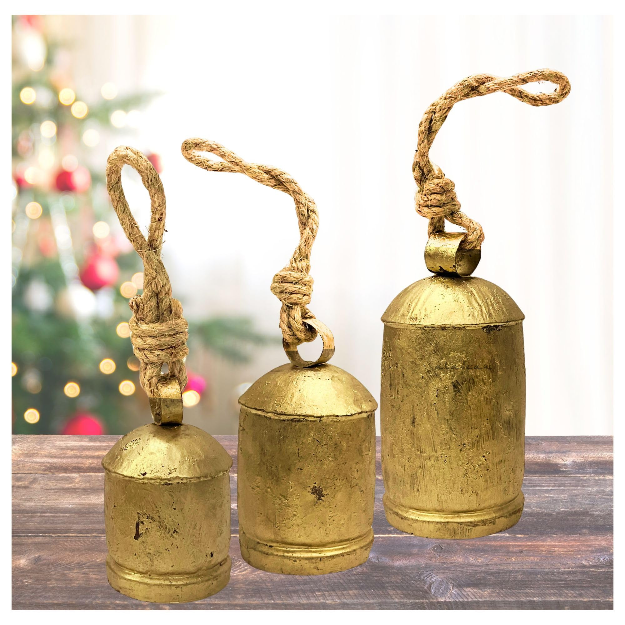 Decorative Cow Bells Set of 3 Large Harmony Bells - Vintage Giant Christmas Bells, Country Rustic... | Amazon (US)