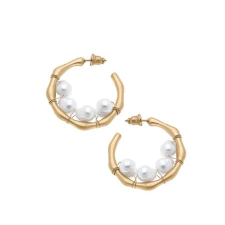 Pearl-Wrapped Bamboo Hoop Earrings | Sea Marie Designs