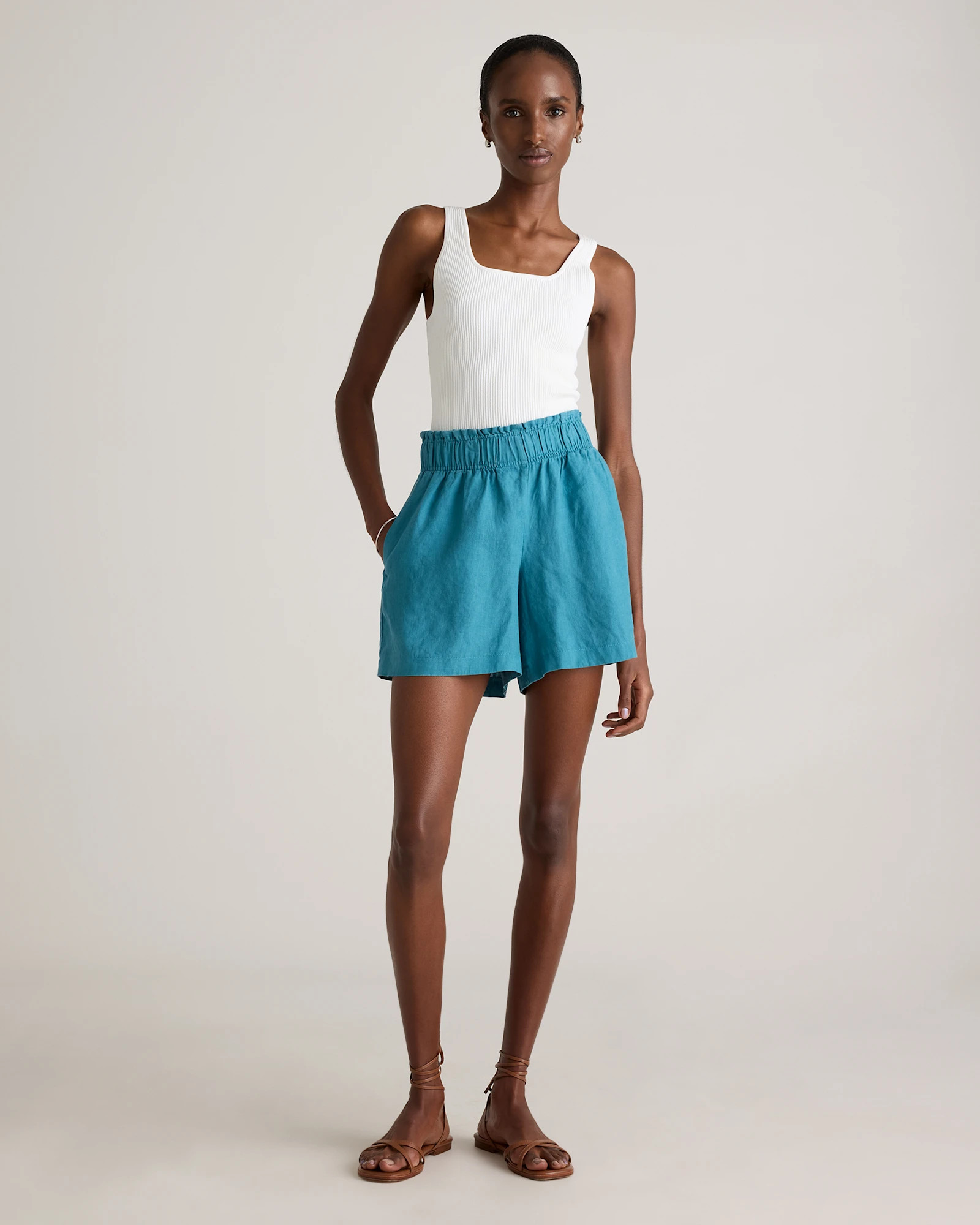 100% European Linen High Waisted Shorts | Quince