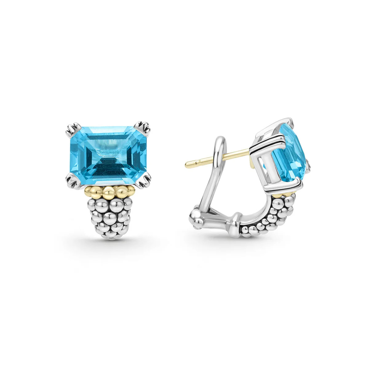 Large Swiss Blue Topaz Huggie Earrings | LAGOS