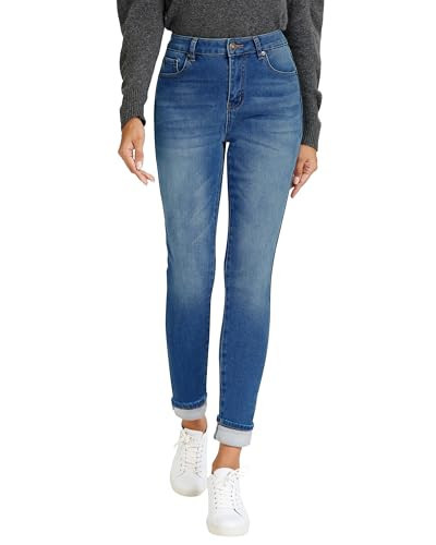 LookbookStore Fleece Lined Jeans Women High Waisted Womens Blue Jeans Winter Pants for Women Jeggings with Pockets Classic Blue Size Medium Size 8 10 | Amazon (US)