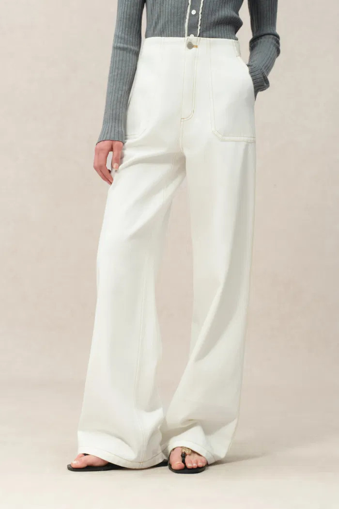 Vivian High Rise No Waistband Straight Leg Jeans in Lyocell Denim | Fabrique