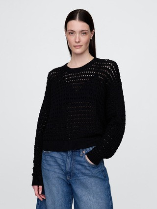 100% Cotton Crochet Crewneck Sweater | Gap (US)