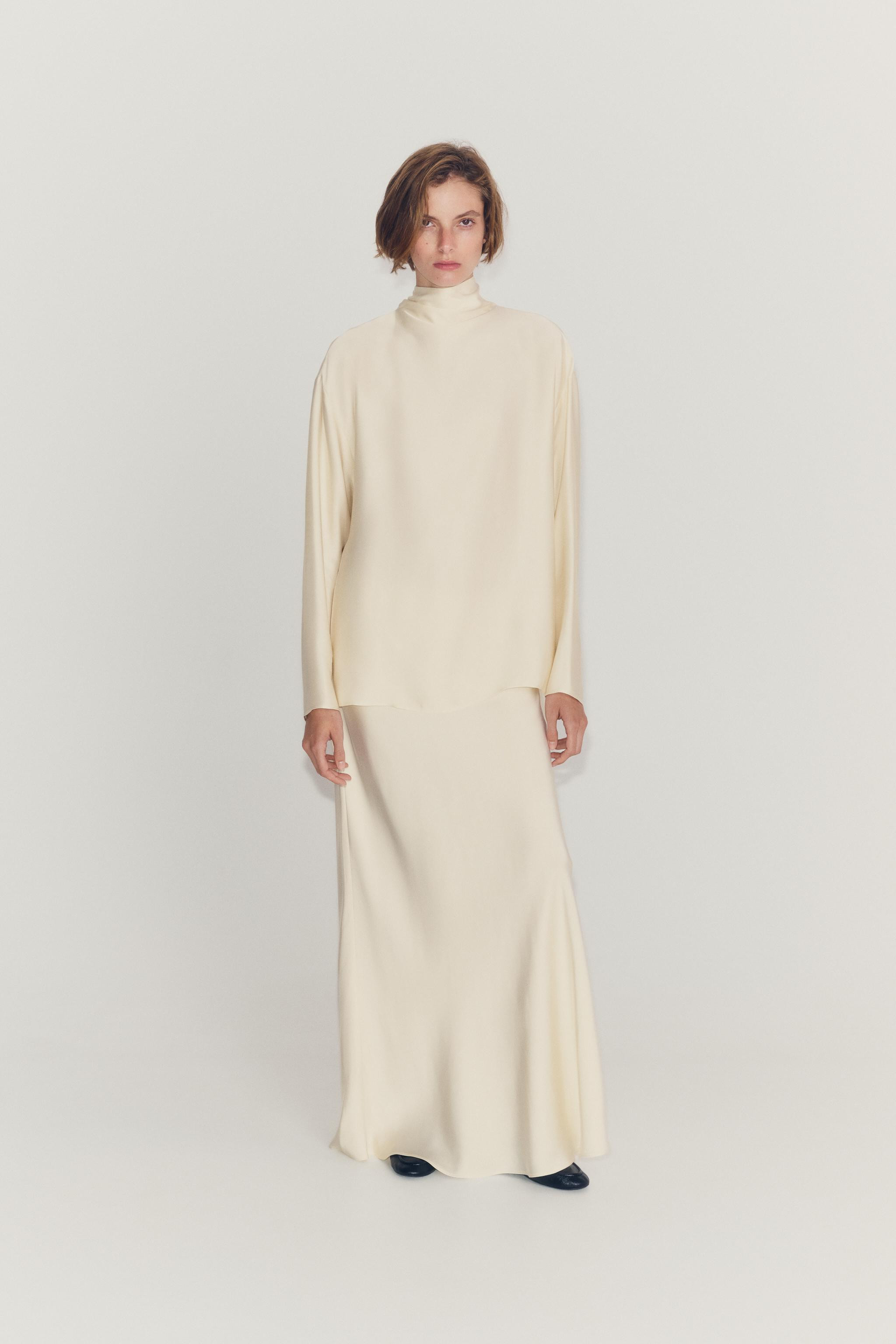 ZW COLLECTION SATIN SHIRT WITH TIE DETAIL | Zara UK