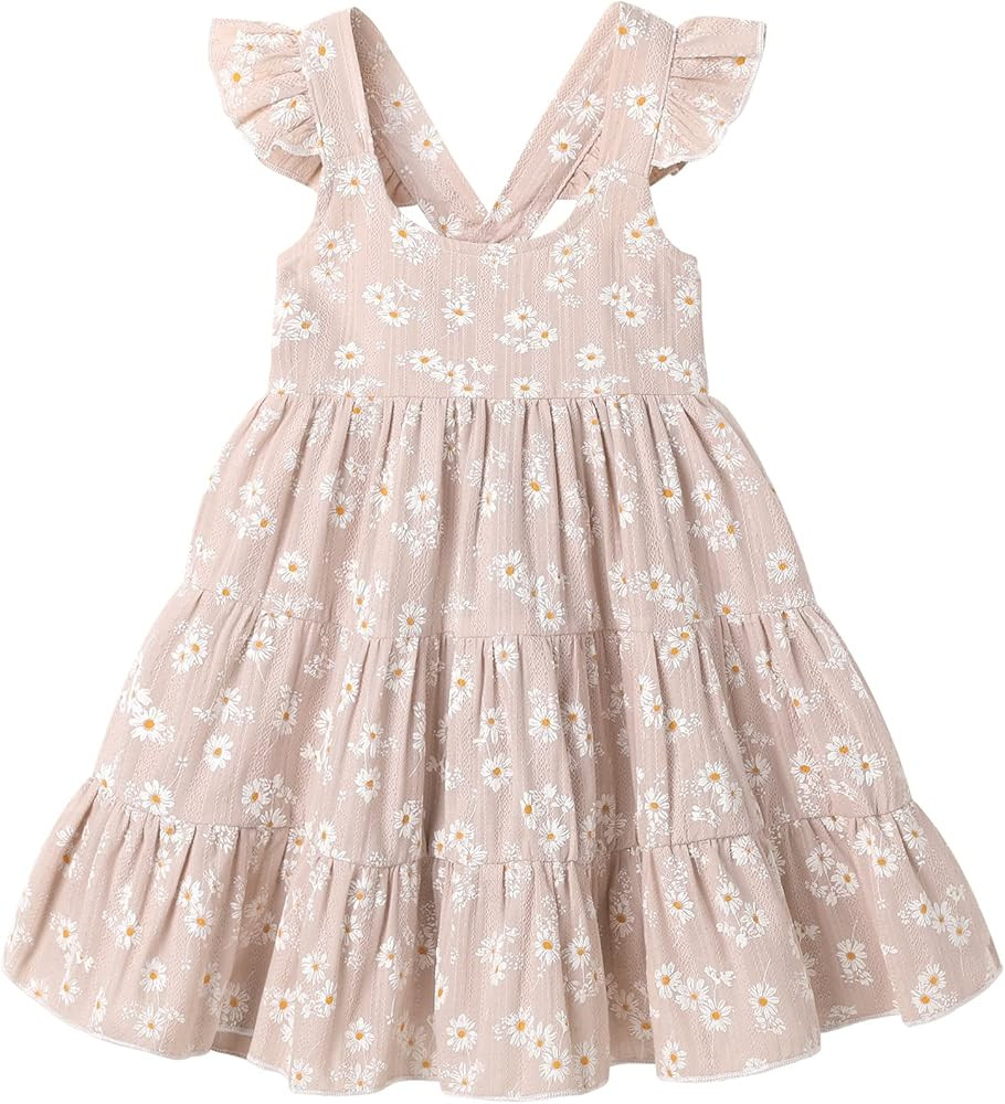 Kids Toddler Baby Girls Rainbow Dress Princess Sleeveless Beach Butterfly Sundress | Amazon (US)