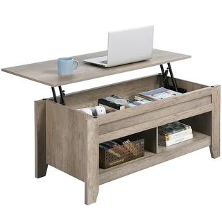 Yaheetech Lift Top Dining Coffee Table with Hidden Storage and Shelves - Overstock - 35321288 | Bed Bath & Beyond