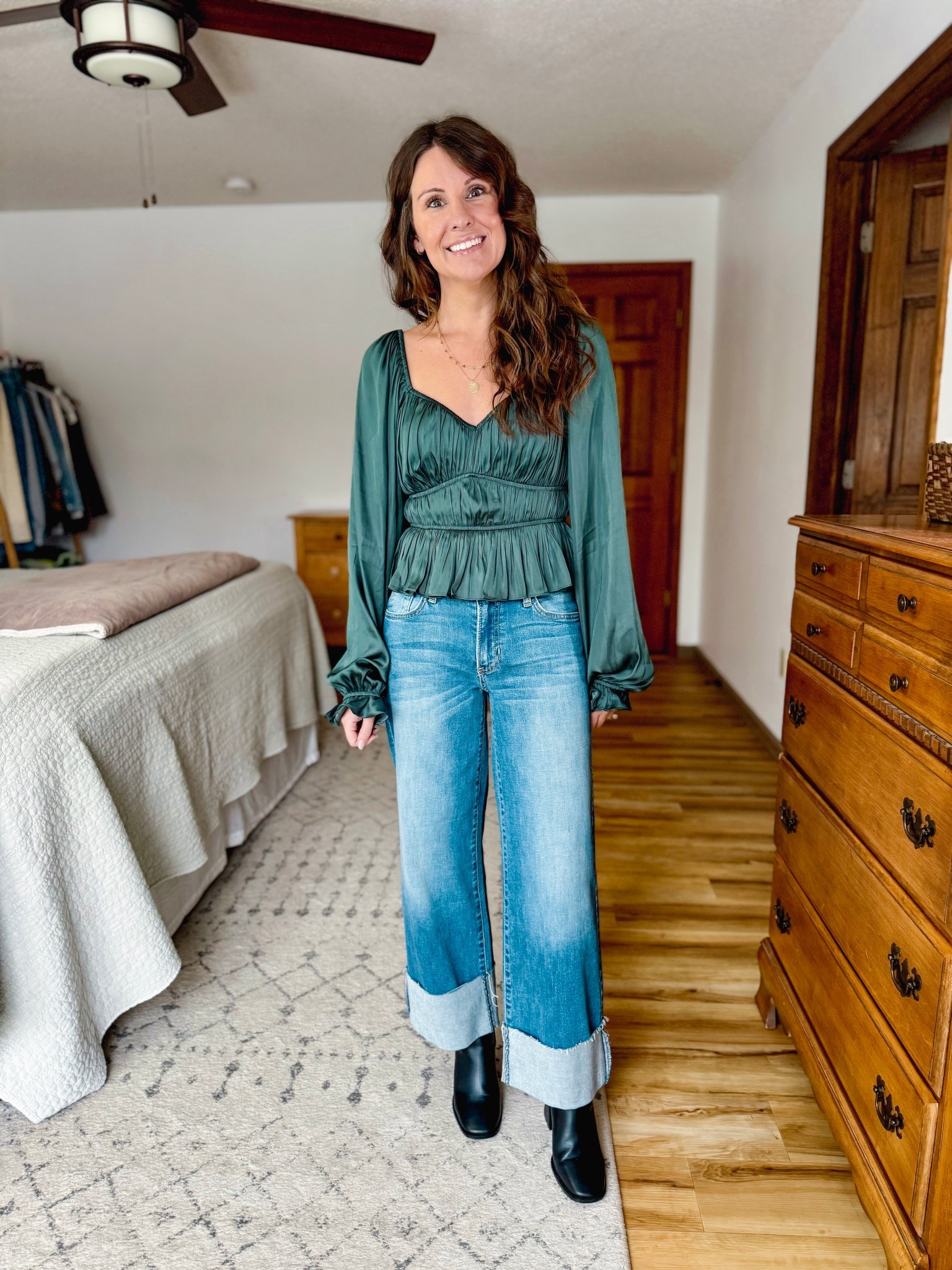 Wearing xs in my top (I’ve had for 3 years and love it!) and 24 in my jeans (mine are medium wash and almost sold out, but dark wash is still available). My boots are size 6.5.

#LTKHoliday #LTKFindsUnder50 #LTKPetite