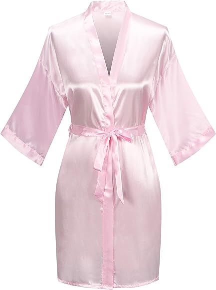 Old-to-new Women‘s Short Silk Kimono Robes Nightgown Satin Bathrobe Wedding Party Robe | Amazon (US)