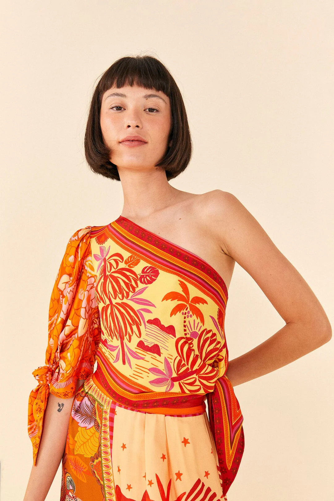 forest mixed scarves lenzing™ ecovero™ viscose crop top | FarmRio (US)