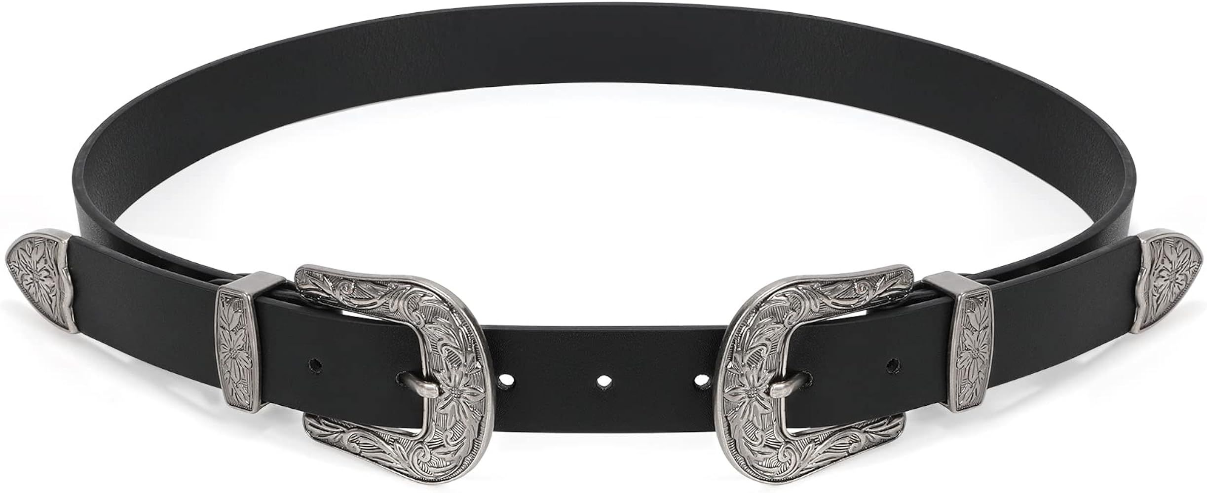 XZQTIVE Women Leather Belt Ladies Vintage Western Belt Retro Cowgirl Leather Belt Black Waist Bel... | Amazon (US)
