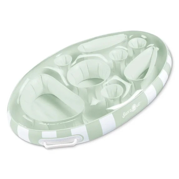 Sun's Out Floating Snack Bar – Light Green Cabana Stripe Pool Float, Ages 14+ | Walmart (US)