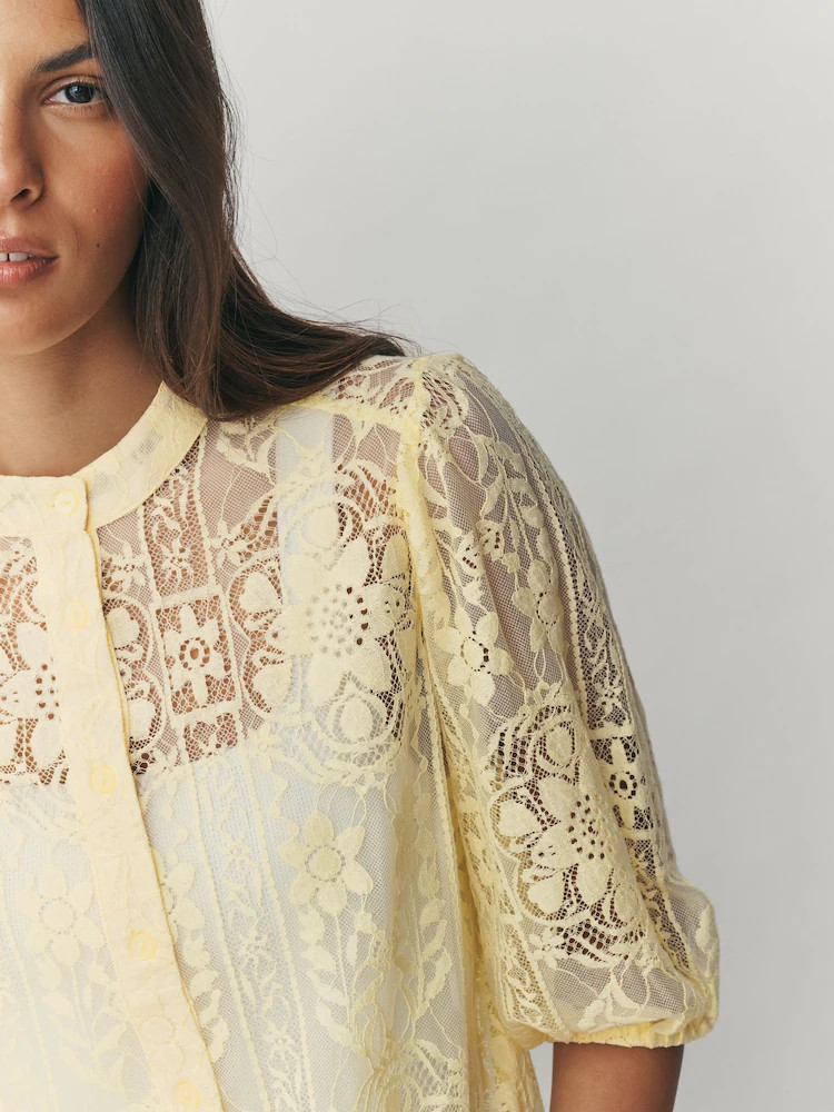 Lemon Yellow Lace Half Sleeve Blouse | Next US