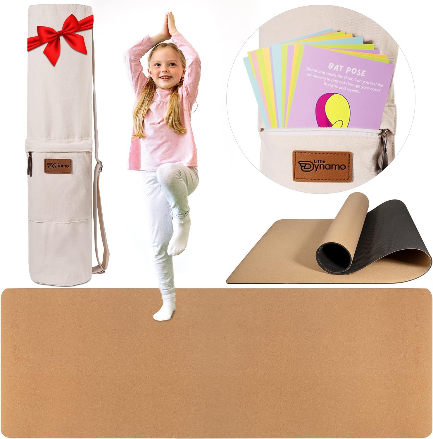 Little Dynamo Yogi Kids Gift Set - Use it yourself! Beautiful Premium Cork Yoga Mat (60in x 24in ... | Amazon (US)