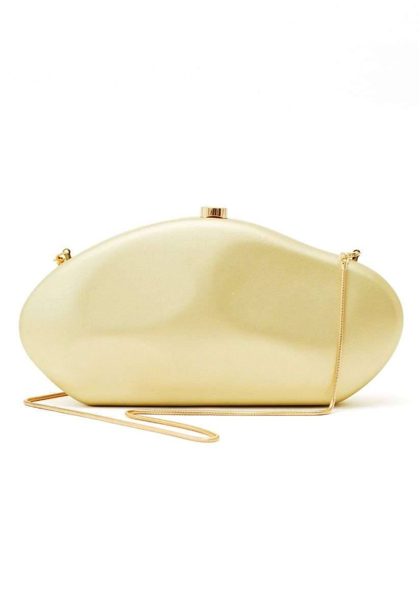 Cloud Shaped Textured Faux Leather Clutch in Gold for Formal Gatherings & Dinners | Chicwish