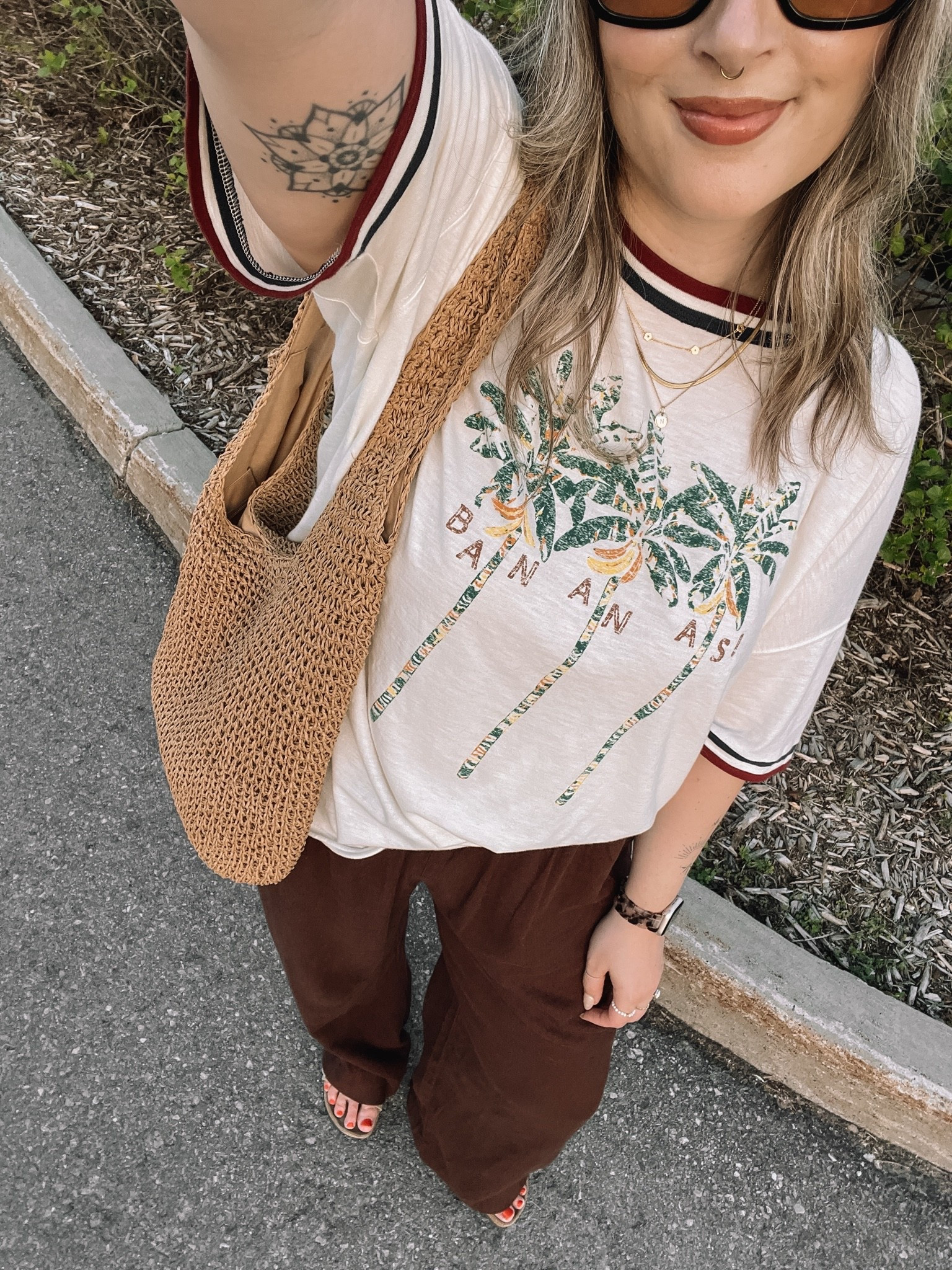 Comfy casual summer outfit! Wearing my usual size L in the graphic tee and L tall in the linen pants (Canadian pants link under “similar products”). Sunnies and straw bag are Amazon finds! Birkenstocks fit TTS

#LTKmidsize #LTKsummer #LTKsale