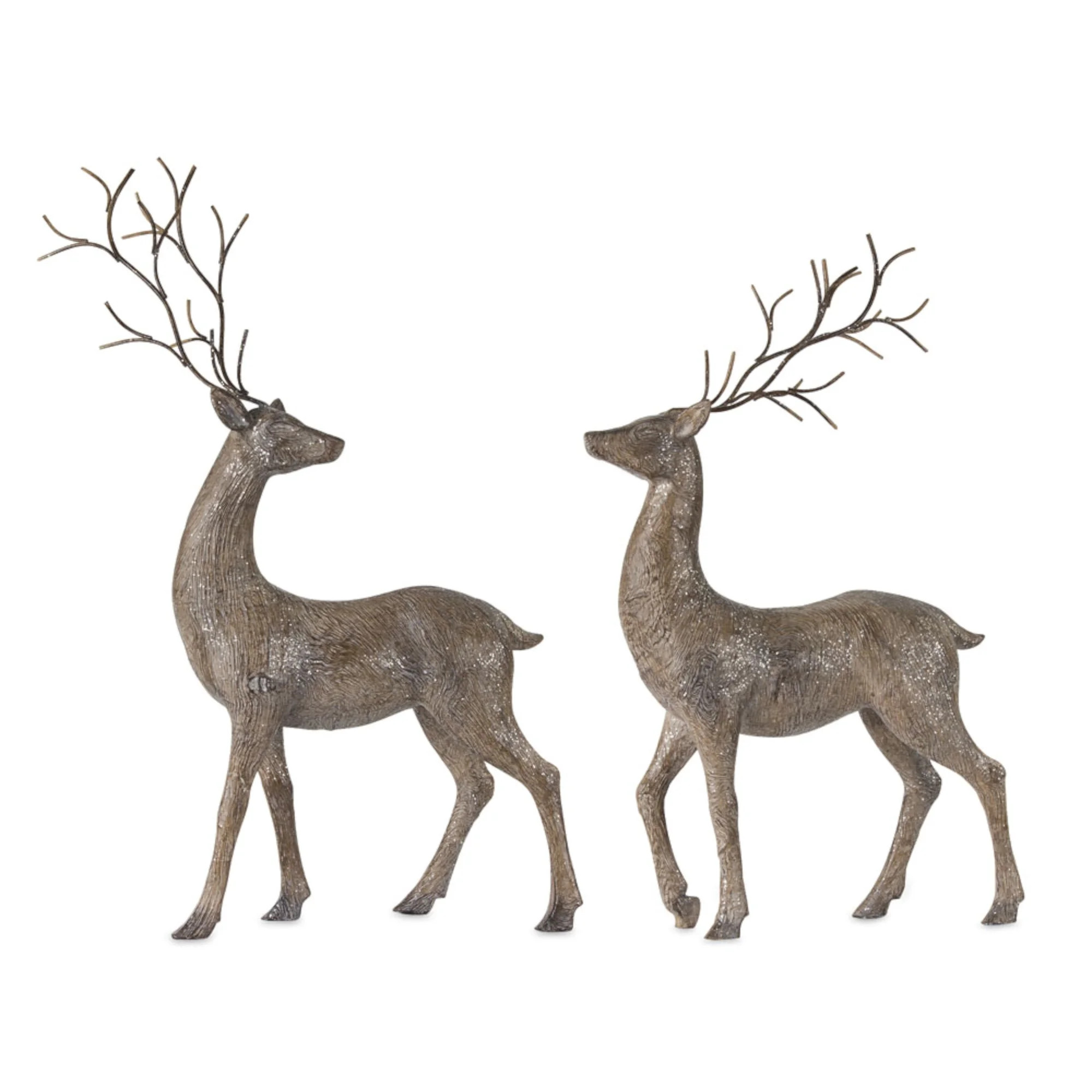 Set of 2 Brown Contemporary Glittering Deer Tabletop Decor 21" - Walmart.com | Walmart (US)