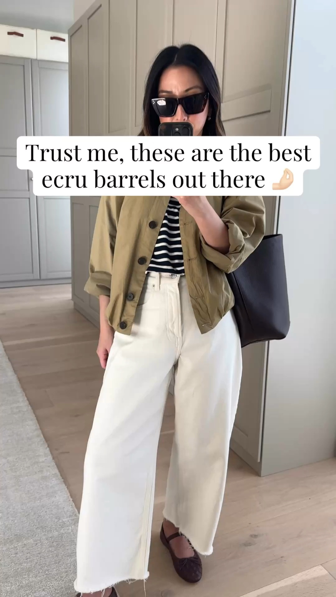 I’ve been wearing these ecru barrels for years 👏🏼 they’re the best. So comfy, perfect weight & stunning ecru color. Just size up- I did cut the hems.

The $70 Zara jacket that you can throw and go. Simple, effortless. 

Zara jacket xs
Kule tee medium
Everlane curve jean 26, cut hems
Loeffler Randall flats 5.5
Quince bag
Celine sunglasses 
Electric Picks earrings
Dorsey James necklace 15”

Spring outfits 2026, petite style 

#LTKootd #LTKmomlife #LTKPetite