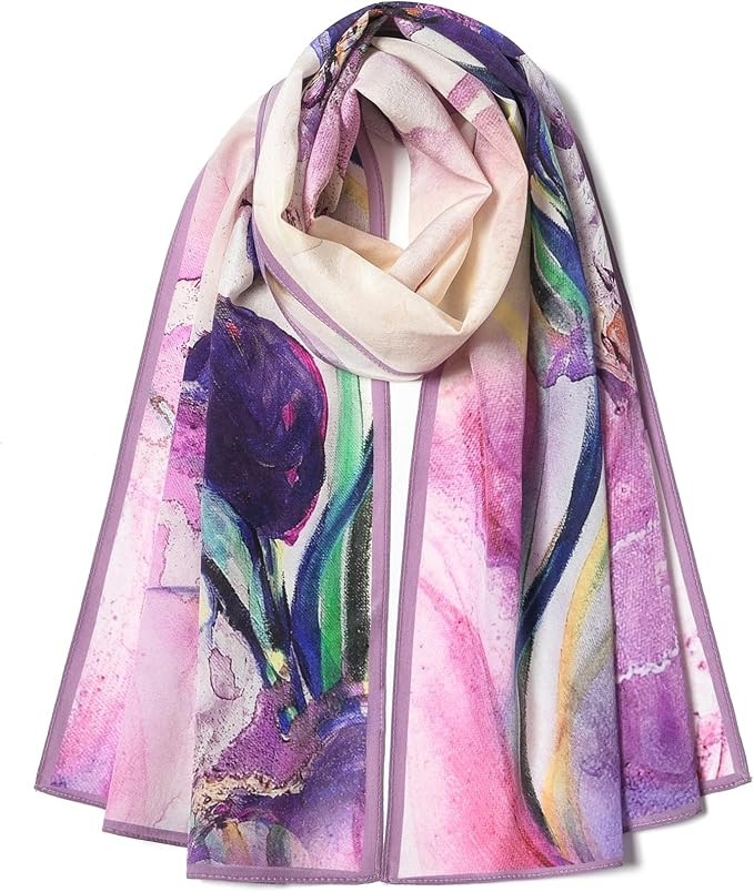 100% Mulberry Silk Women's 55”*14” Long Scarf Headscarf and Neck Scarf - Rectangular Hair Tow... | Amazon (US)