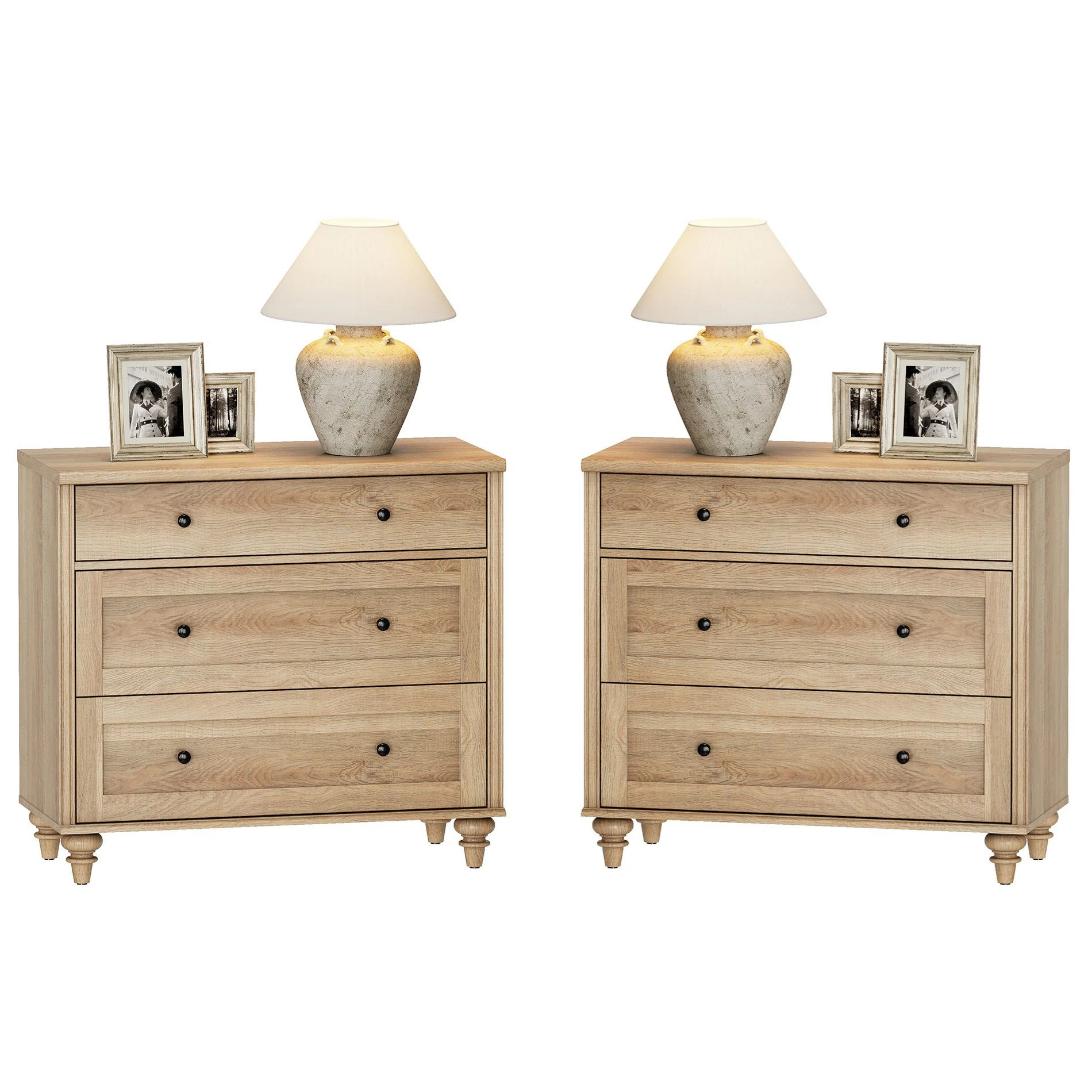 Scarlett Nightstand For Bedroom With 3 Drawers, Mid Century Modern Wooden Closet Storage Organizer | Wayfair North America