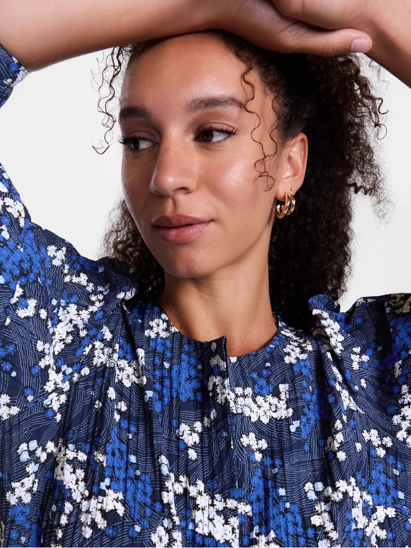 Scenario Women's and Women's Plus Blouse with 3/4-Length Puff Sleeves, Sizes XS-4X | Walmart (US)