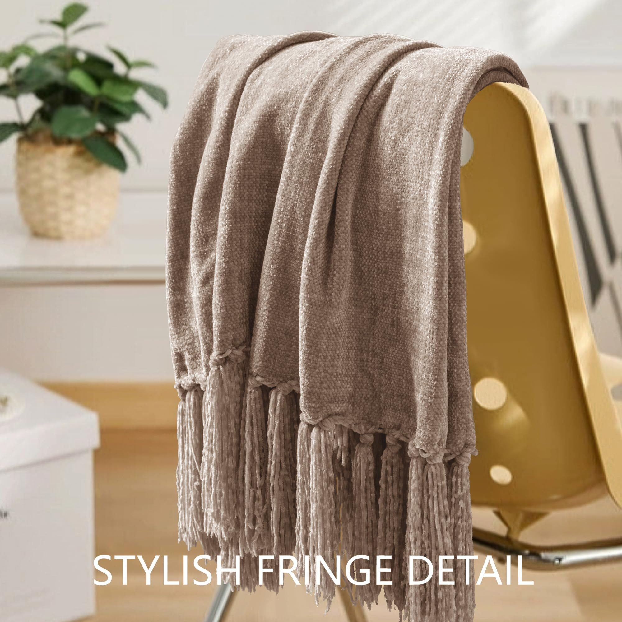 Chenille Throw Blanket for Couch 60"X 80" Twin, Soft Cozy Throws with Fringe Tassel for Bed Sofa ... | Amazon (US)