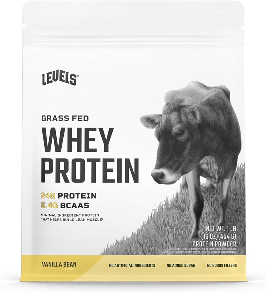 Levels Grass Fed Whey Protein Powder, No Artificials, 24G of Protein, Vanilla Bean, 1LB | Amazon (US)