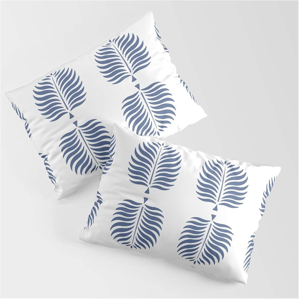 Society6 Tropical Palms White + Beach Blue by BABO Pattern Synthetic Standard Set of 2 Pillow Sha... | Amazon (US)