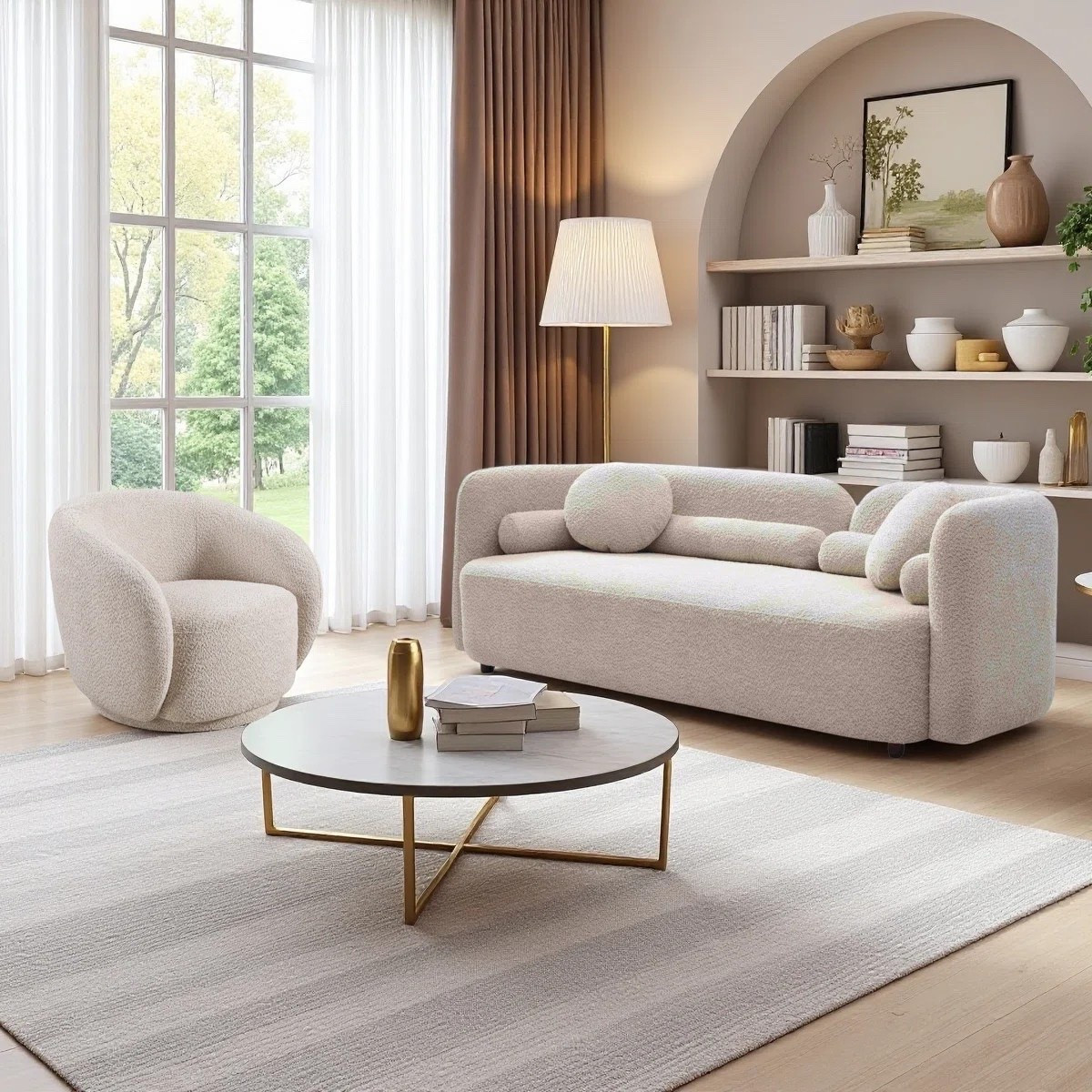 ✨ Heirloom Luxury Collection ✨ 
Crafted for longevity | Investment pieces ($1,500+)

The 2-Piece Modern Bouclé Living Room Sofa Set combines cozy texture with contemporary design, featuring a plush 4-seat upholstered sofa and a 360° swivel barrel chair. A beautiful way to create a comfortable, elevated living room with a modern, inviting feel. ON SALE and under $2,500.

Ideas:

* modern living room
* boucle furniture
* cozy home décor
* contemporary interiors
* neutral living room

Keywords:

* boucle sofa
* boucle chair
* living room sofa set
* 2 piece sofa set
* swivel barrel chair
* swivel chair
* 4 seat sofa
* upholstered sofa
* modern sofa
* modern living room furniture
* cozy living room
* neutral home décor
* contemporary furniture
* apartment furniture
* living room décor

#LTKdayinmylife #LTKHome #LTKSaleAlert