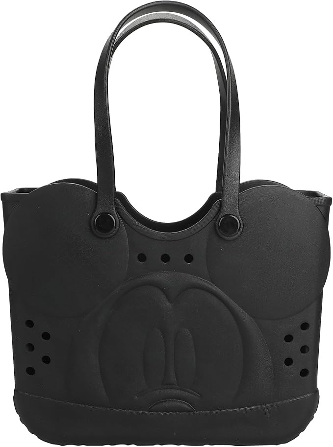 Disney Mickey Mouse Big Face 16.5" Adult Black Water-Resistant Rubber Molded Large Tote Beach Swi... | Amazon (US)