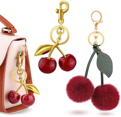 TINKRSTUFF Cherry Bag Charm Cute Key Chains Cherry Purse Charms for Handbags, Strawberry Keychain... | Amazon (US)