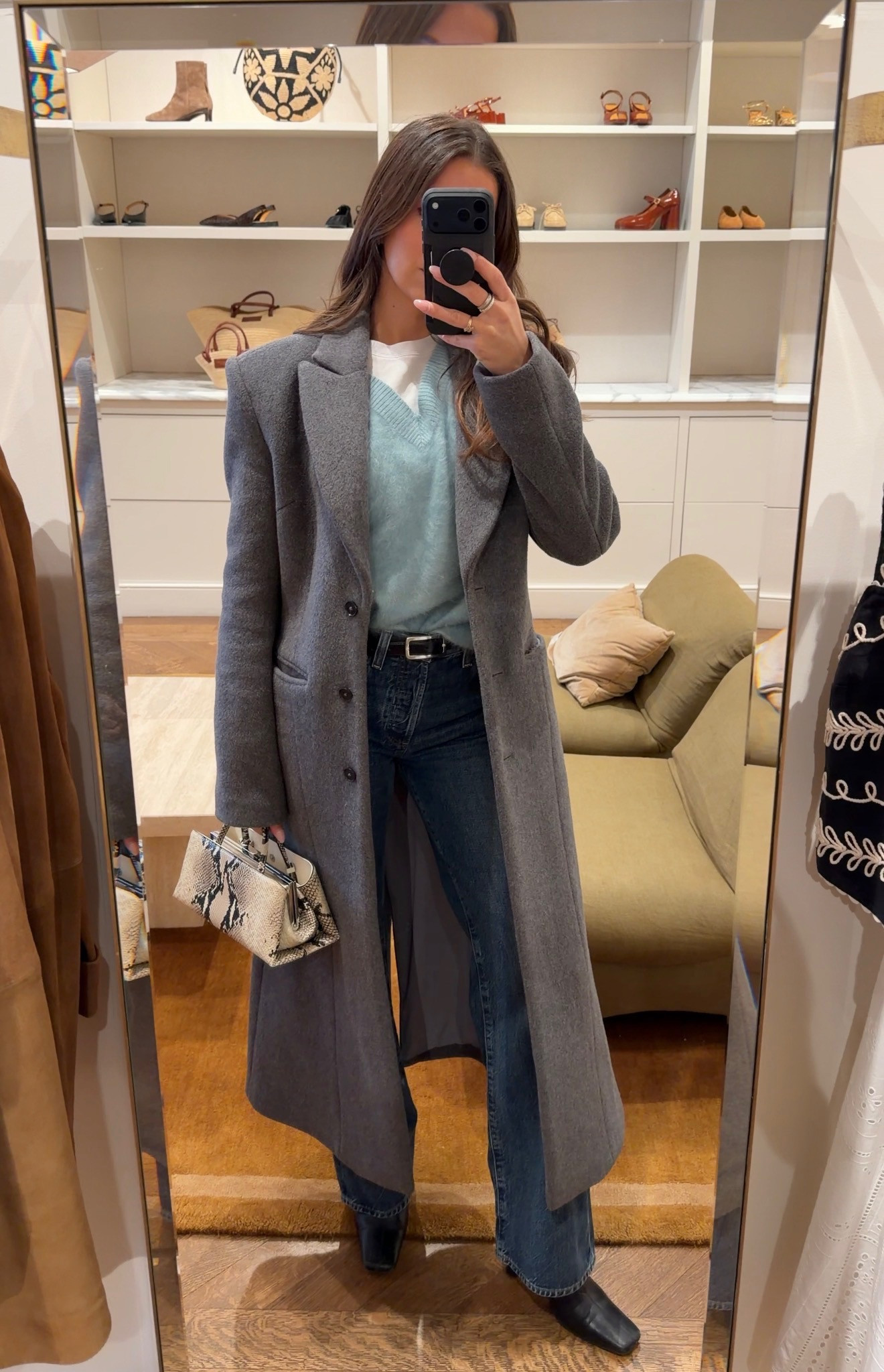 Favorite grey trench layered over my go-to J.Crew sweater, Annina wide leg jeans + classic black booties. The easiest elevated everyday look that still feels effortless. 🩵 

 #LTKgrwm #LTKootd #LTKSeasonal