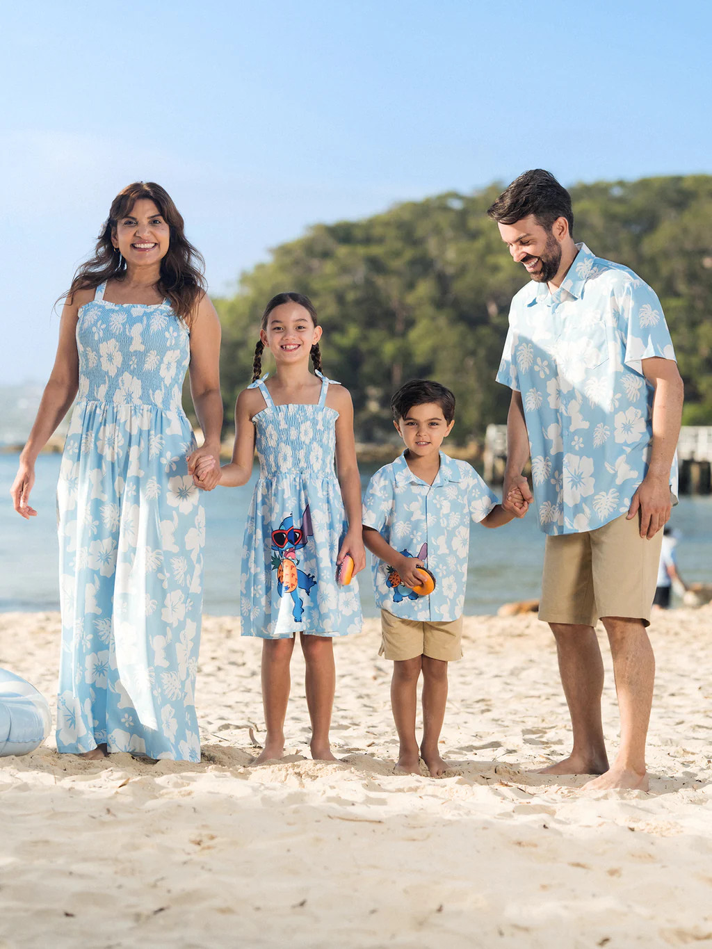 Disney Stitch Matching Family Tropical Floral Jumpsuit/ Dress/ Shirt Light Blue | PatPat