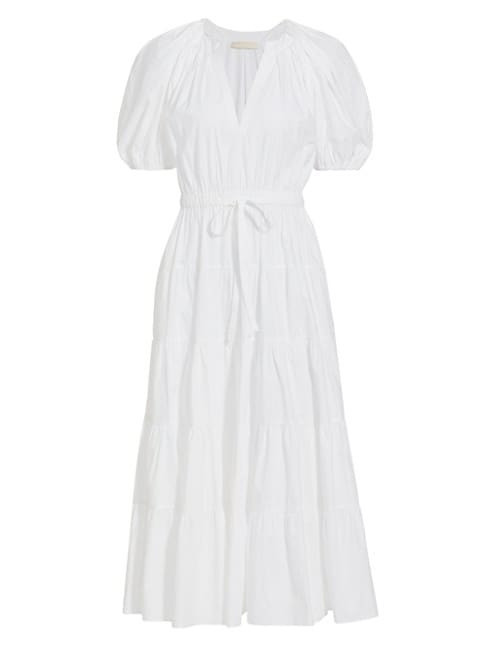 Olina Puff-Sleeve Midi-Dress | Saks Fifth Avenue