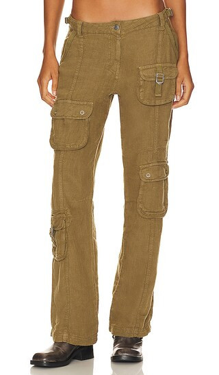 Jaded London Devon Linen Cargo Trousers in Olive. - size S (also in XS) | Revolve Clothing (Global)