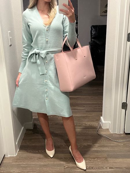 Spring outfit 
Valentine’s Day
Easter outfit 
Pink bag
Work outfit 
Sweater dress
Winter dress
White heels 
Cream heels
Office 
Headband 
Teal dress
Baby shower dress
Bridal shower dress
Pearl accessories 
Pearl
Feminine outfits 

#LTKstyletip #LTKFind #LTKSeasonal