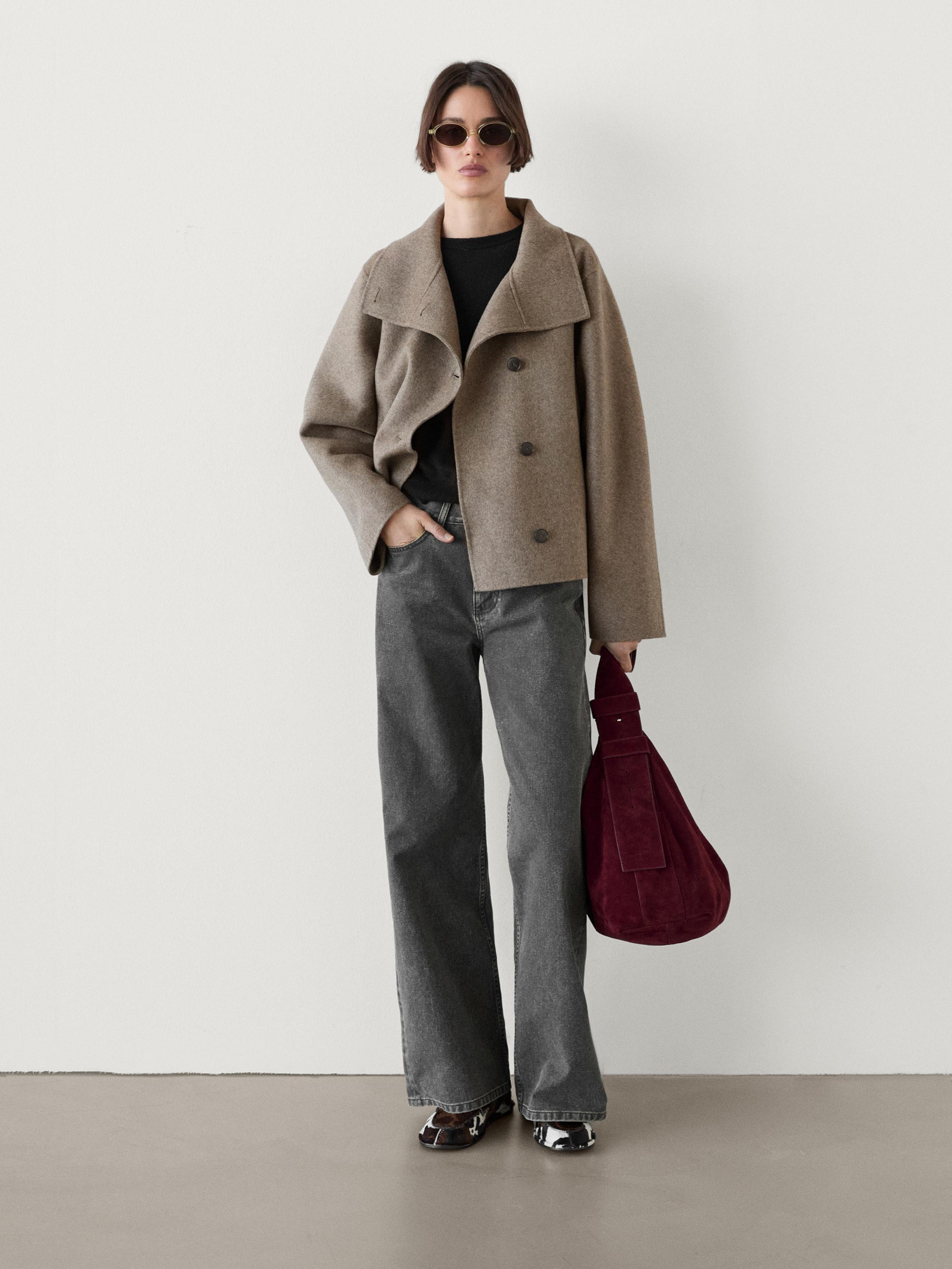 Wool blend high neck jacket | Massimo Dutti UK
