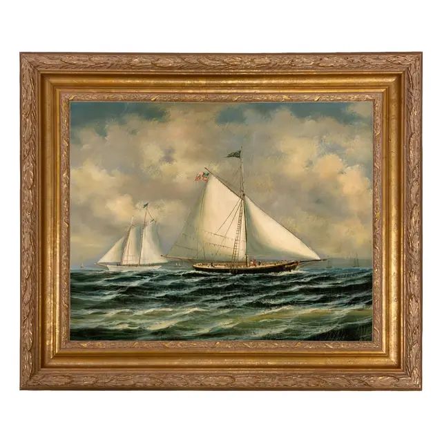 "1851 Sloop Maria" Contemporary American Nautical Reproduction Canvas Print, Framed | Chairish