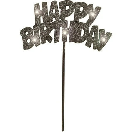 Plastic Flashing "HAPPY BIRTHDAY" Cake Topper, 8.5 in, Black, 1ct | Walmart (US)